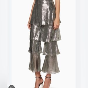 OSMAN
Silver Felix Lamé Tiered Pants